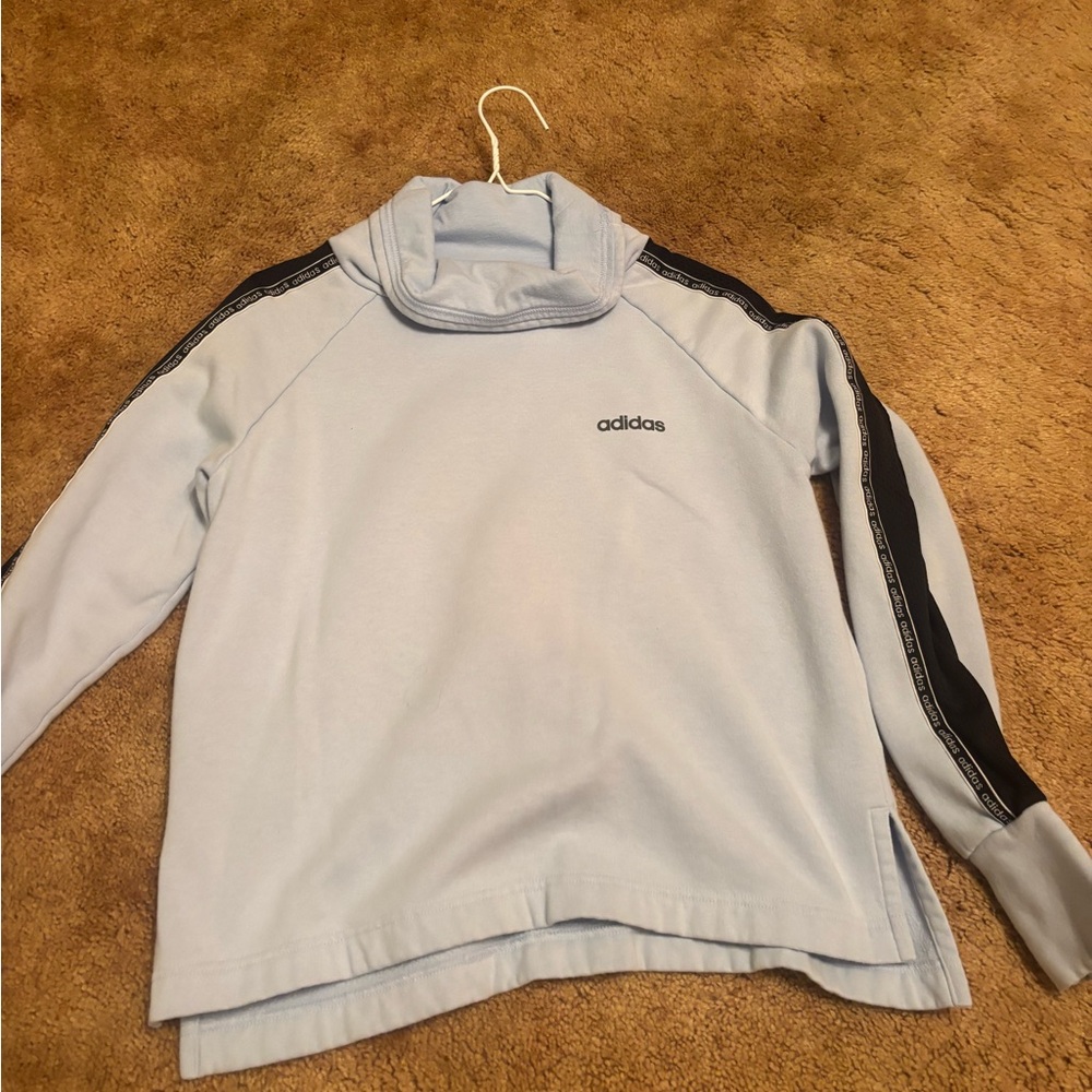 Adidas Sky Blue Hoodie with Black Accents
